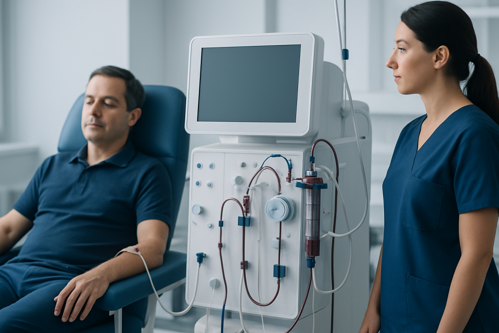 Patient undergoing dialysis treatment at Acibadem Hospital.