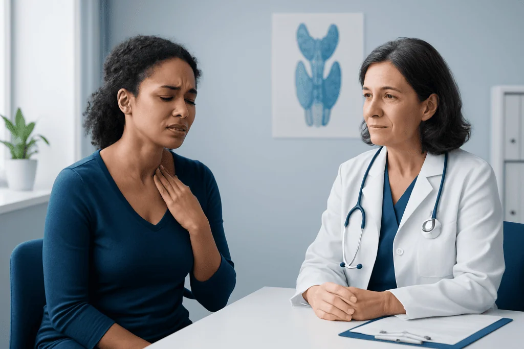 Patient consults with doctor about possible parathyroid issues.