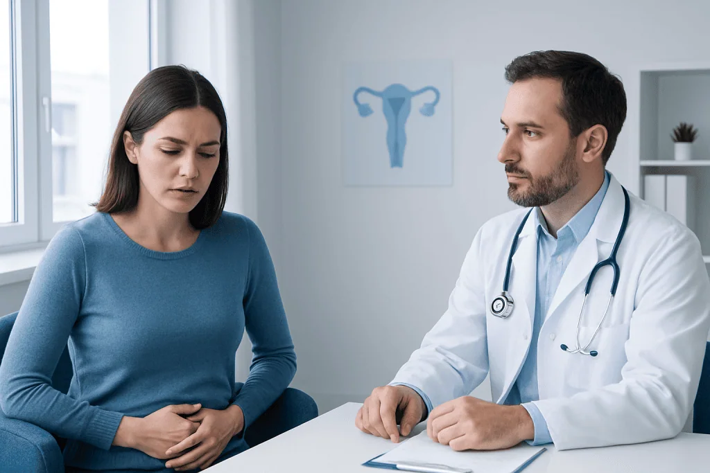 Doctor consulting with a woman patient about reproductive health.
