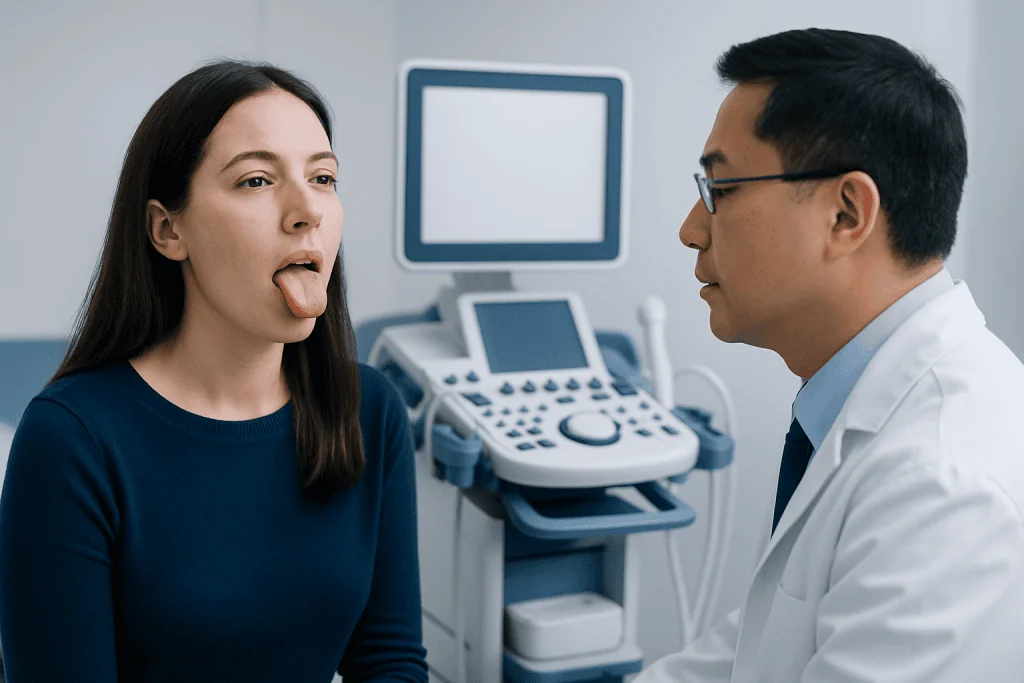 Symptoms and signs that can happen with a tongue ulcer — sore ulcerated tongue