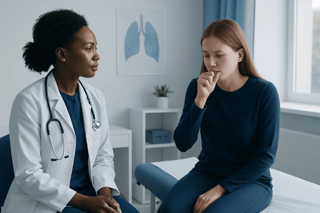 Doctor consulting with a patient in a medical office.