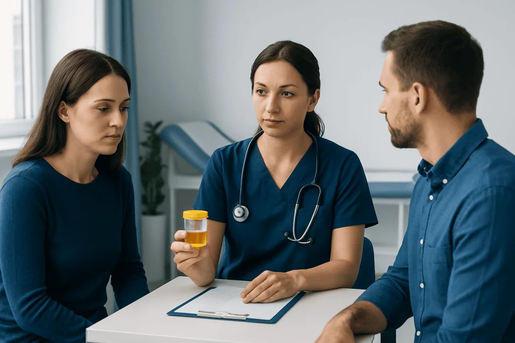 Symptoms and situations that may lead to testing — urine sample test std