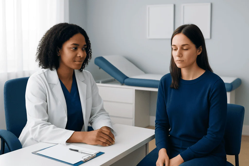 Doctor consulting with a patient in a medical office at Acibadem Hospitals Group.