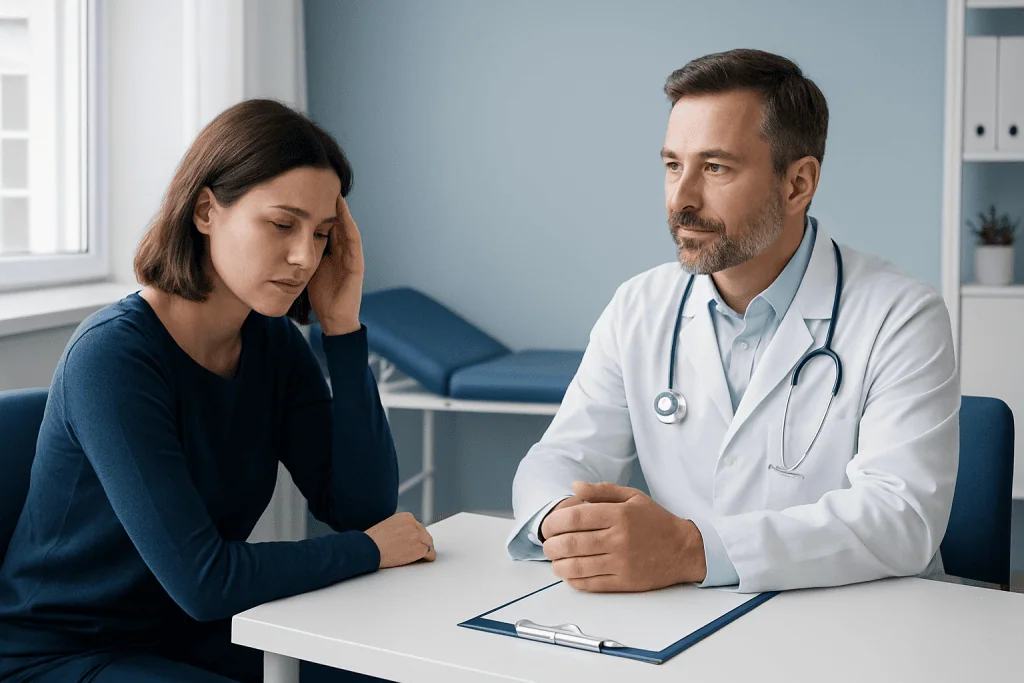 Doctor consulting with a patient in a medical office.
