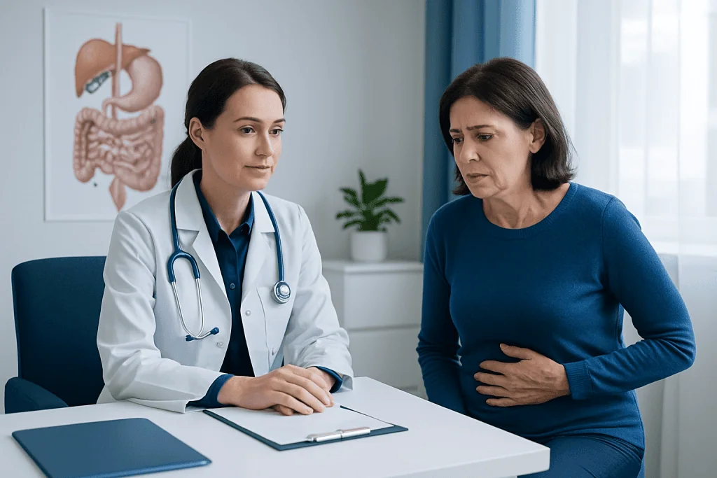 Doctor consulting with a patient about gastrointestinal health.