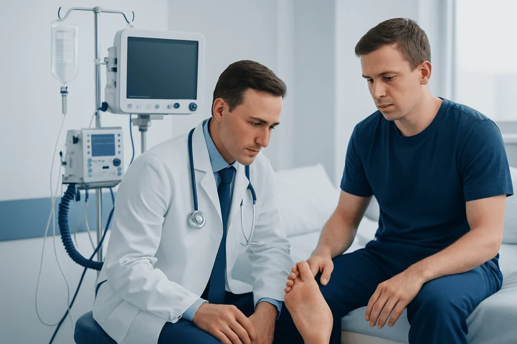 Symptoms of trench foot — trench foot