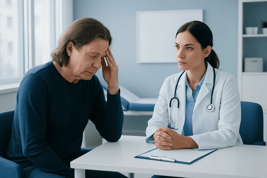 Patient consulting with doctor about health concerns at Acibadem Hospital.