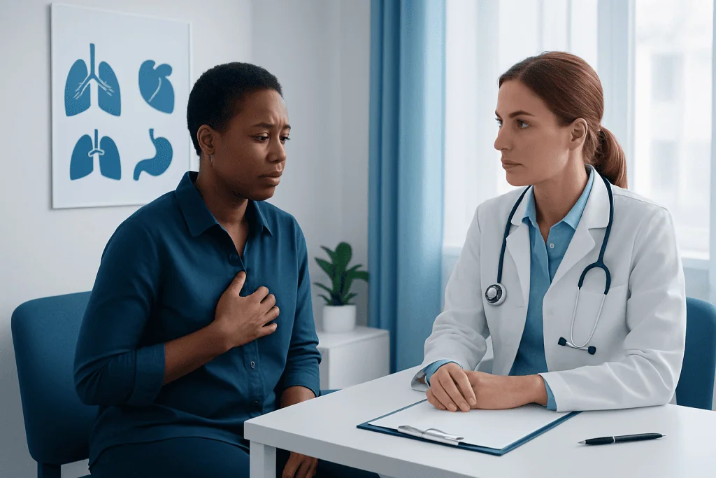 Symptoms: signs depend on the organ involved — interstitial