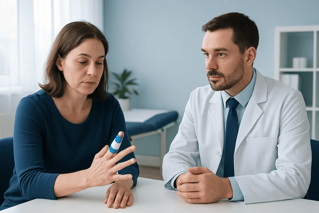 Symptoms that may mean a splint is needed — finger splint