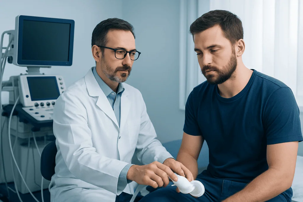 Symptoms that may occur with penile discharge — penile discharge