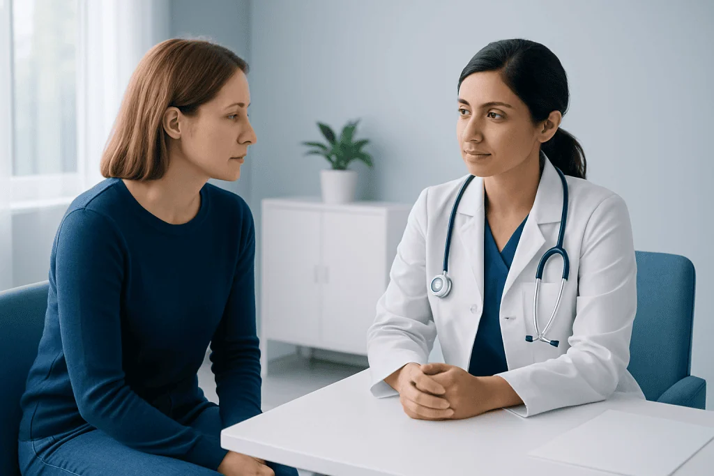 Doctor consulting with a patient in a medical office.