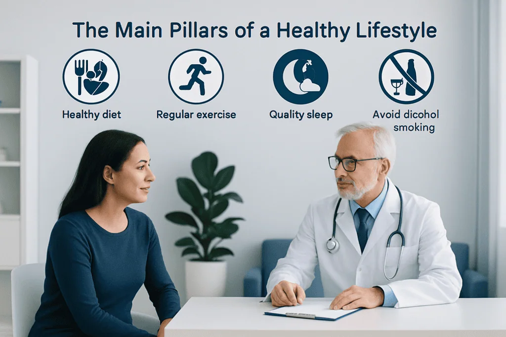Doctor consulting with a patient about healthy lifestyle habits at Acibadem Hospitals.