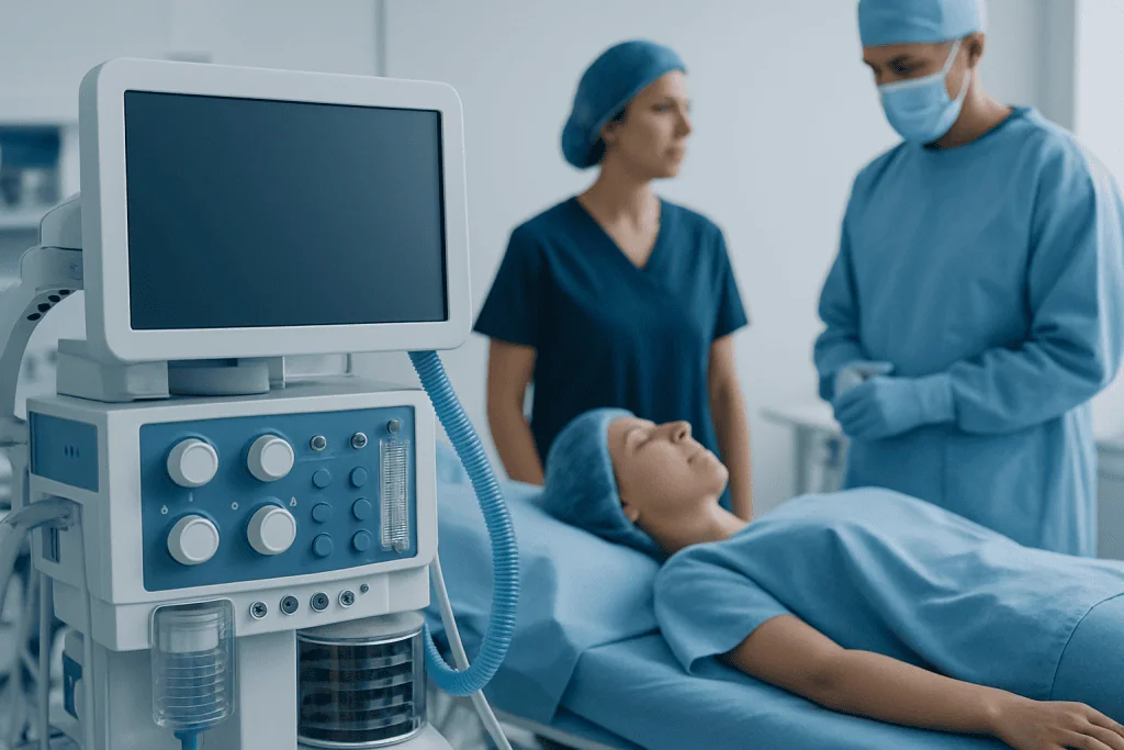 Medical team preparing patient for treatment in hospital.