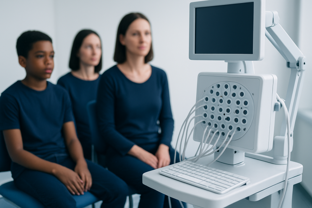 Patients undergoing an EEG test for neurological assessment at Acibadem Hospitals.
