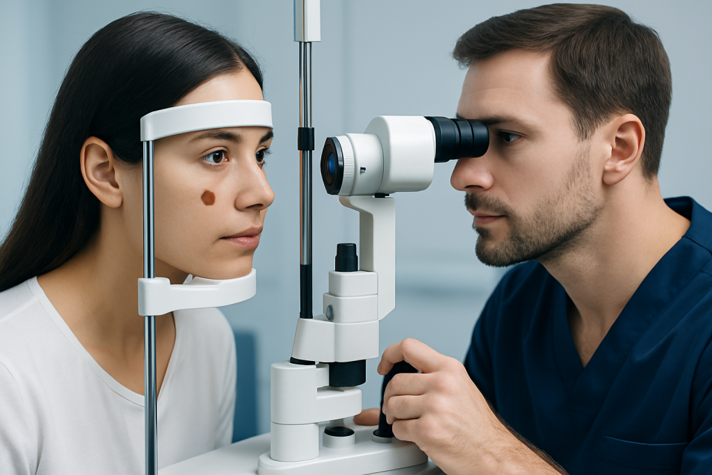 Types of brown spots seen on or in the eye — brown spot on eye