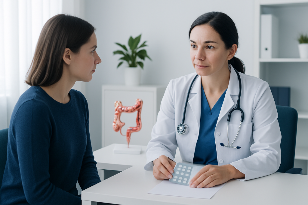 Doctor consulting with a patient about digestive health at Acibadem Hospital.