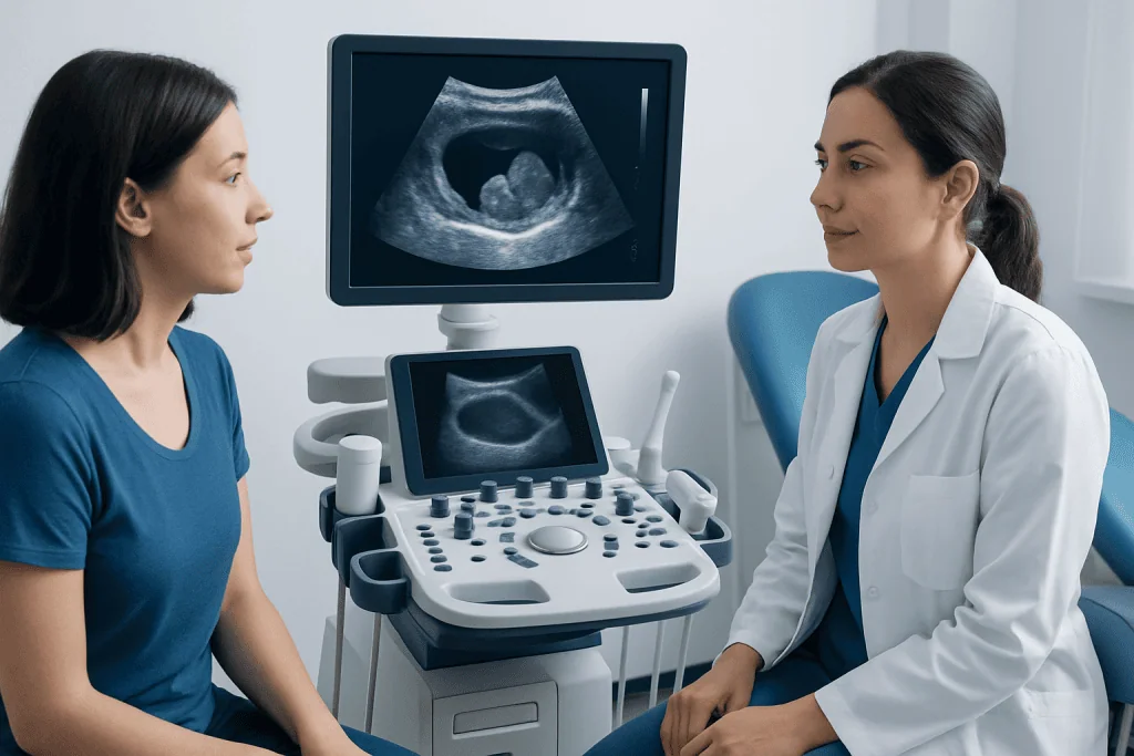 Medical consultation for vaginal health with ultrasound imaging at Acibadem Hospital.