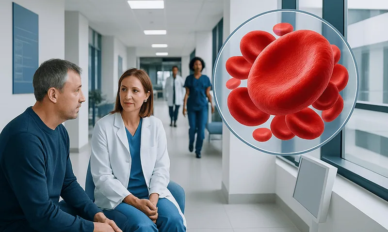 High Red Blood Cell Count: What Your Results Mean and When to Act 13 Doctor discussing blood test results with a patient in a hospital corridor.