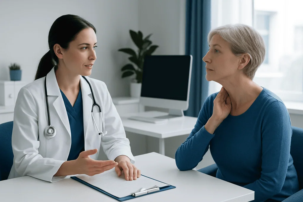 Doctor consulting with a patient in a medical office.