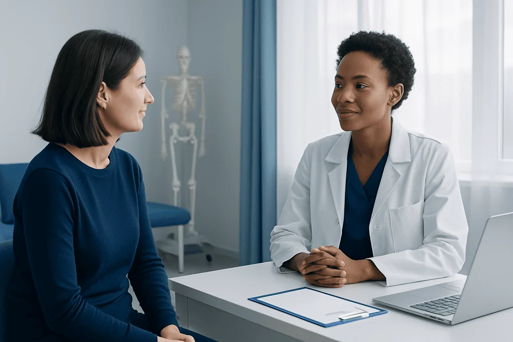 Doctor consulting with a patient in a medical office at Acibadem Hospitals Group.