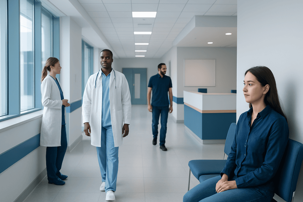 Aphantasia: A Complete Medical Overview 1 Medical professionals and patient in hospital corridor at Acibadem Hospitals Group.