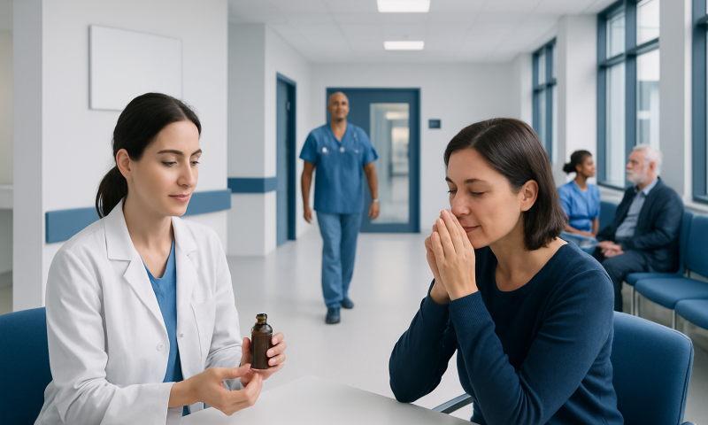 Patient receiving aromatherapy treatment in a hospital setting.