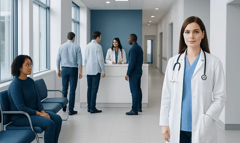 Barrett's Esophagus — Explained by Medical Evidence, Not Myths 11 Medical professionals and patient in a hospital corridor.