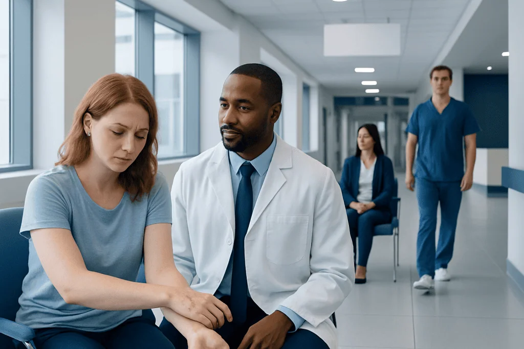 Bedbug Bites — Explained by Medical Evidence, Not Myths 1 Doctor examining a patient's arm in a hospital corridor.