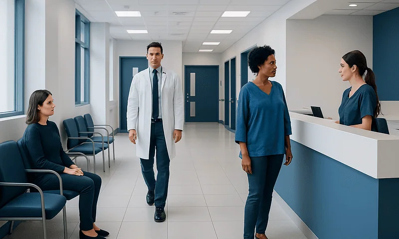 Benzoyl Peroxide Wash — Explained by Medical Evidence, Not Myths 7 Medical professionals and patient in a hospital corridor at Acibadem Hospitals Group.