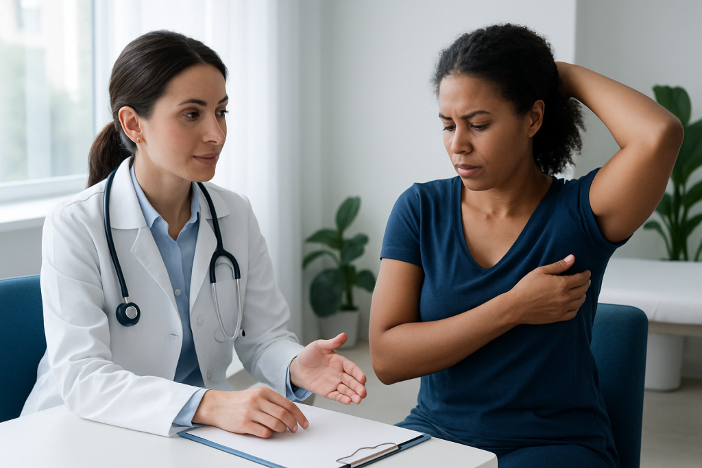 Doctor consulting with a patient about axillary health concerns.