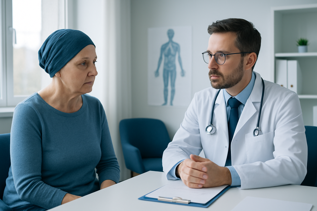 Doctor consulting with a patient in a medical office setting.