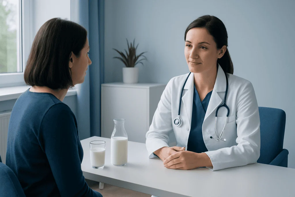 Doctor consulting with a patient in a medical office setting.