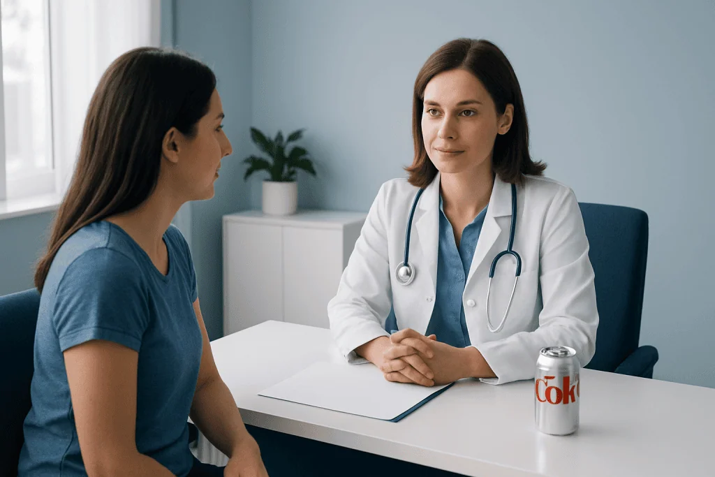 Doctor consulting with a patient in a medical office setting.