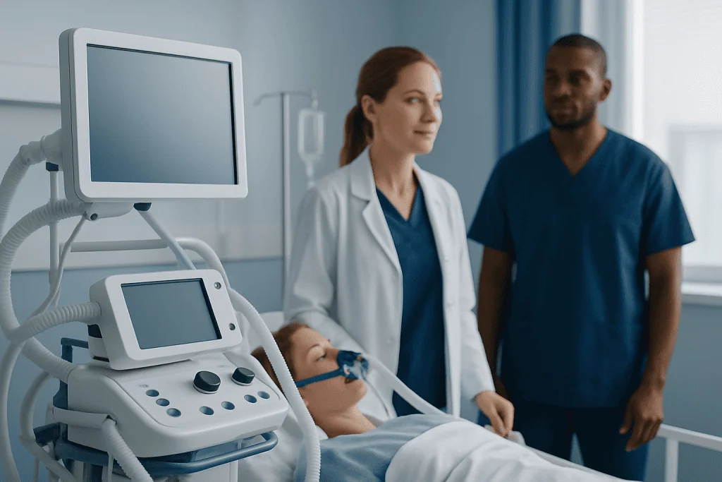 Medical team with patient in hospital room at Acibadem Hospitals Group.