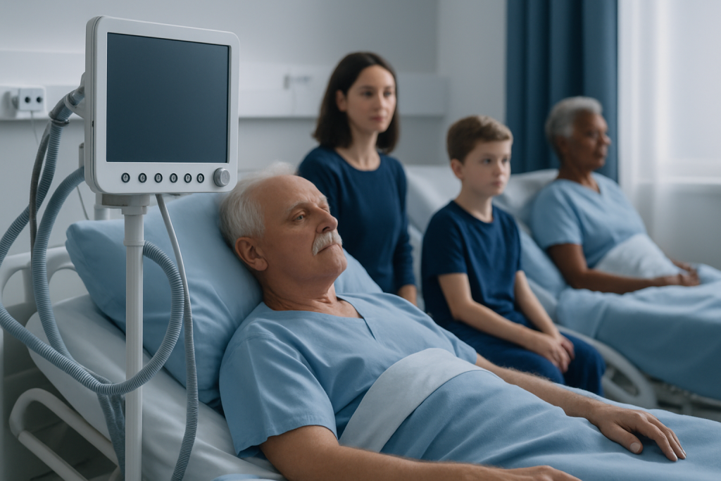 Patients in hospital beds receiving medical care at Acibadem Hospitals Group.