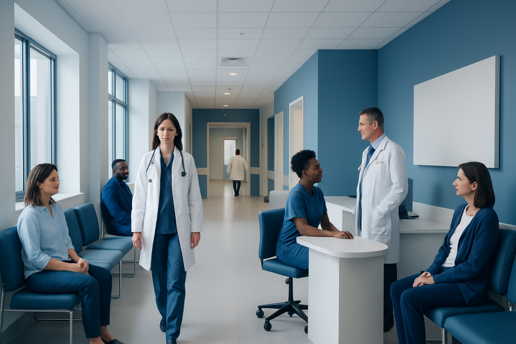 Desintoxication Cortisol — Explained by Medical Evidence, Not Myths 1 Medical team discussing patient care in hospital corridor.
