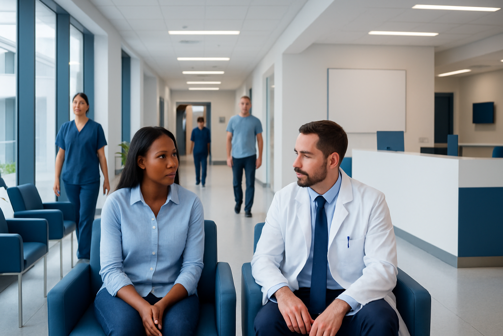 Discharge After Sex: An Evidence-Based Guide for Patients 1 Doctor consulting female patient in hospital corridor.