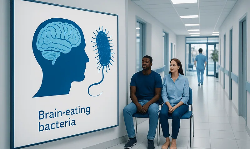 Brain eating bacteria: Common Causes, Warning Signs, and When to Worry 17 Medical consultation about brain-eating bacteria in a hospital corridor.