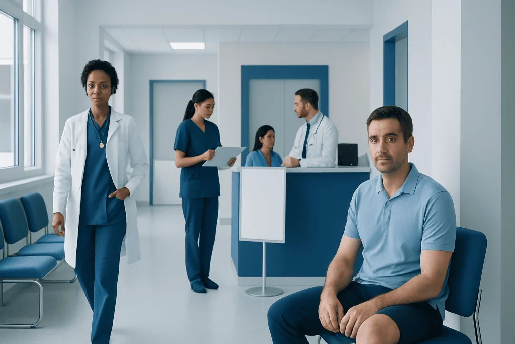 Erysipelas: A Complete Medical Overview 1 Medical team and patient in a hospital corridor at Acibadem Hospitals Group.