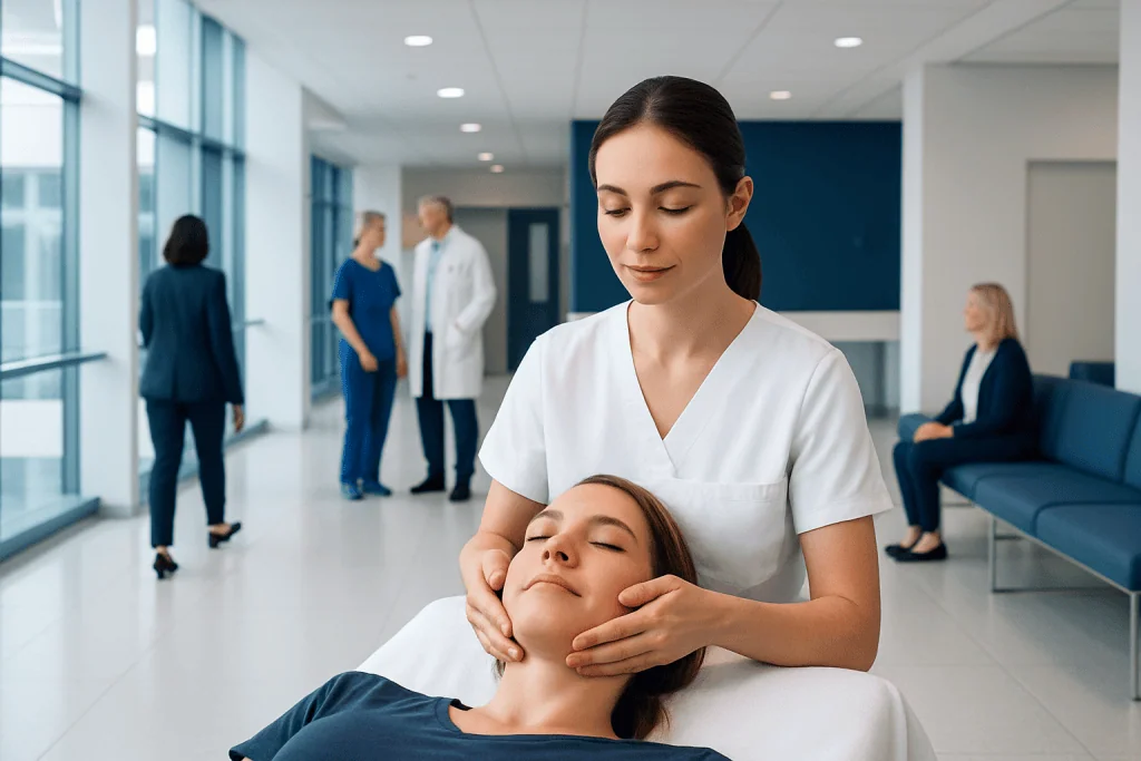 Face Massage: What Patients Need to Know 1 Patient receiving face massage at Acibadem Hospital for skincare and relaxation.