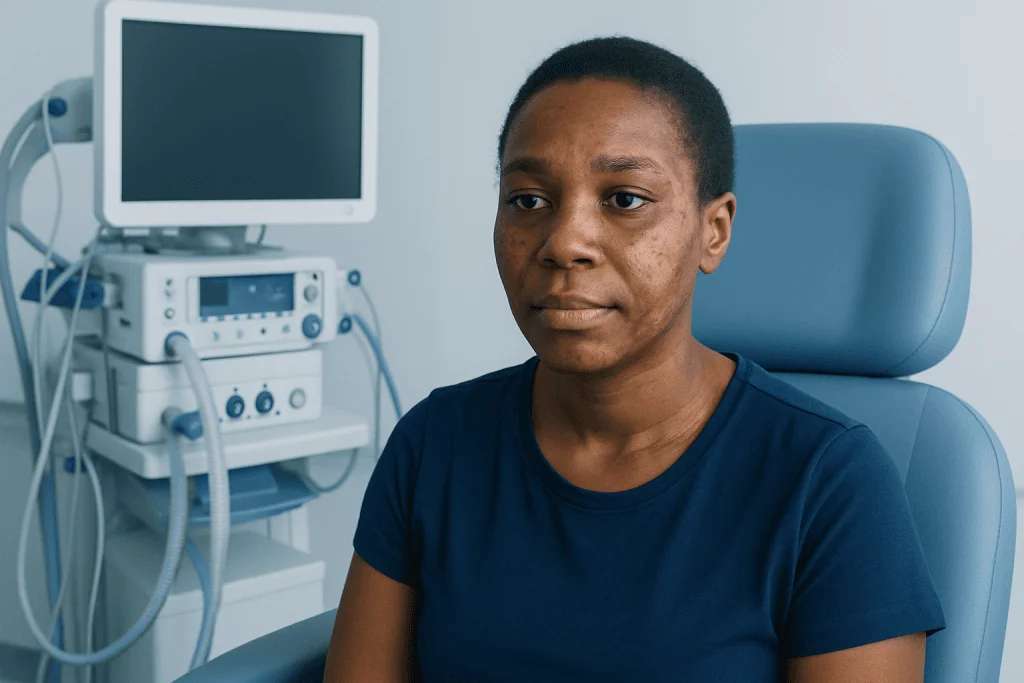 What facial discoloration can look like — face of black