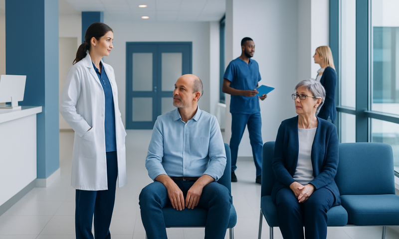 Febuxostat: An Evidence-Based Guide for Patients 4 Medical consultation with patients in a hospital corridor at Acibadem Hospitals Group.