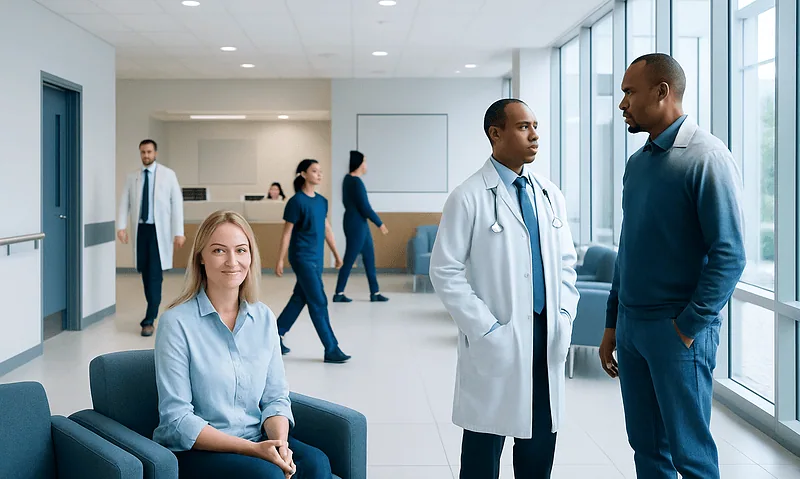 Flaxseed — Explained by Medical Evidence, Not Myths 6 Medical professionals and patients in a modern hospital lobby.