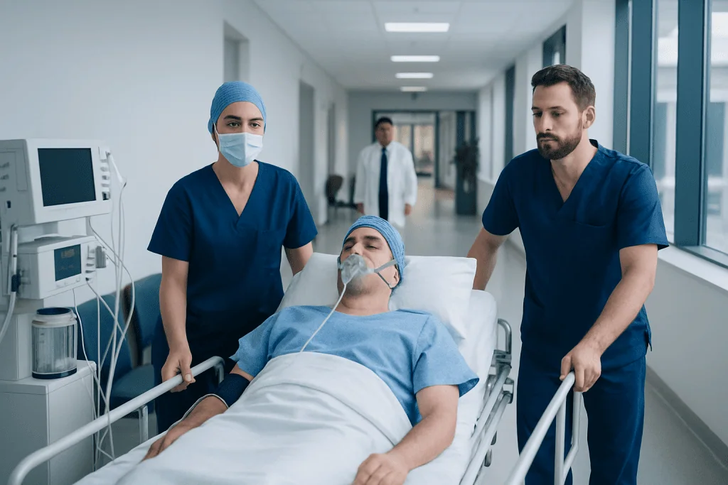 General Anes — Explained by Medical Evidence, Not Myths 1 Medical team transporting a patient in a hospital corridor.