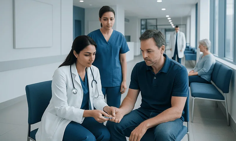Glucose Random: What Patients Need to Know 5 Doctor explaining blood test results to patient in hospital corridor.