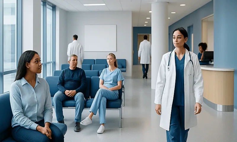 Guava — Explained by Medical Evidence, Not Myths 2 Hospital waiting area with medical staff and patients.
