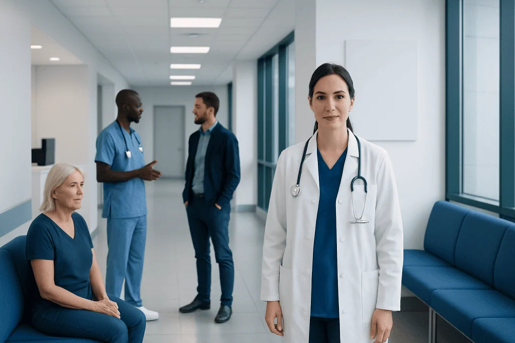 Guayusa Tea — Explained by Medical Evidence, Not Myths 1 Healthcare professionals and a doctor in a hospital corridor.