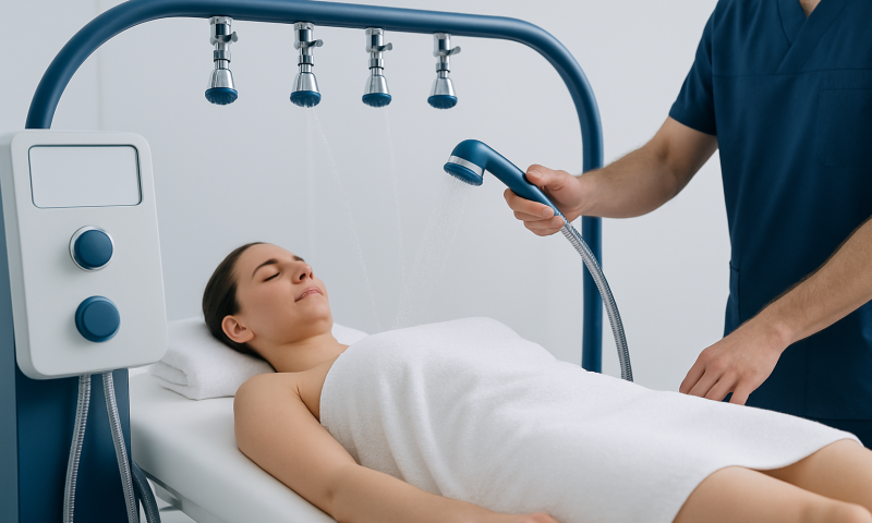 Patient receiving hydrotherapy treatment at Acibadem Hospital.