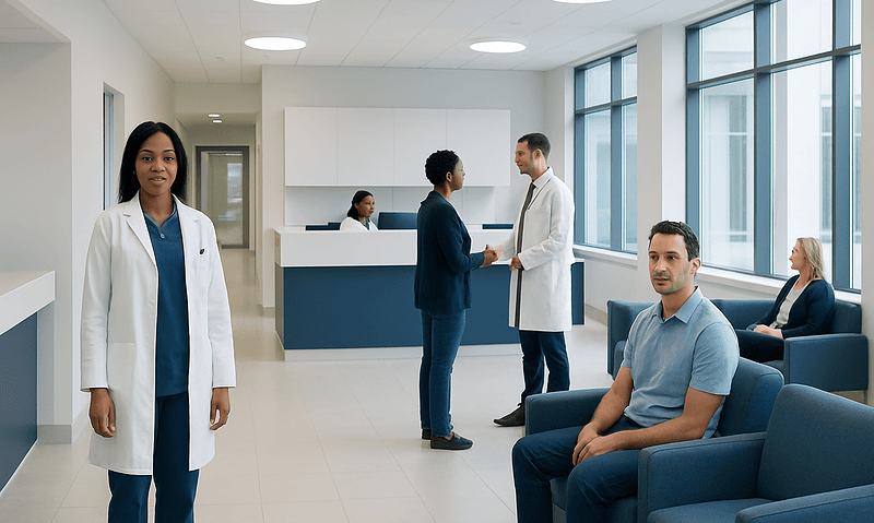 Hemoglobin Levels Explained: Reference Ranges and What Affects Them 12 Medical staff and patients in a modern hospital waiting area.