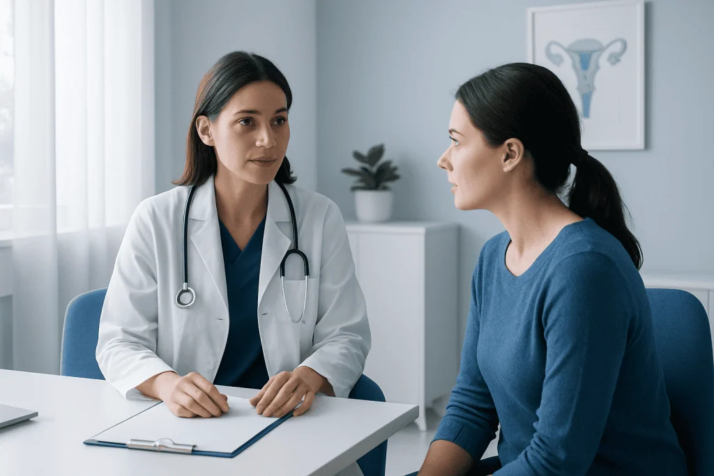 Doctor consulting with a patient in a medical office at Acibadem Hospitals Group.